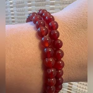 Carnelian Crystal Bracelets (stack of two with 6mm carnelian beads)